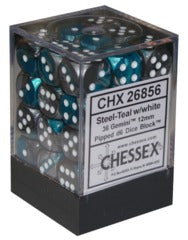 Chessex - Gemini Steel-Teal With White 12Mm