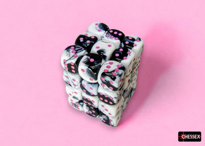 Chessex - Chessex Gemini Black-White/Pink 12Mm D6 Dice Cube
