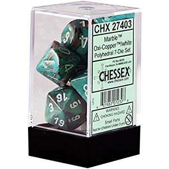 Chessex - Chessex: Marble Oxi-Copper/ White 7 Die Set
