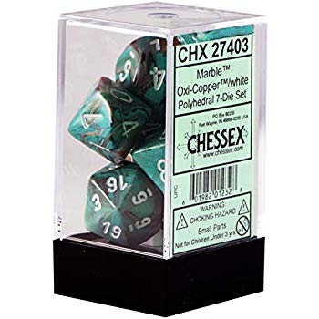 Chessex: Marble Oxi-Copper/ White 7 Die Set