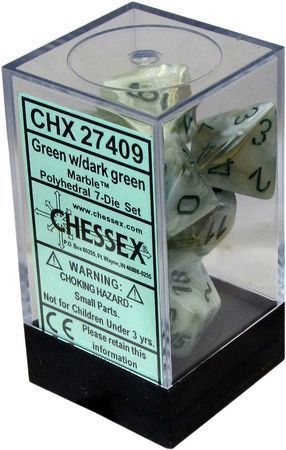 Chessex - Chessex: Marble Green/Dark Green 7 Die Set