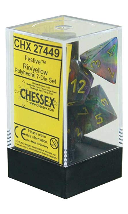 Chessex - Chessex: Festive Rio/Yellow 7 Die Set