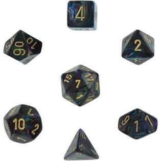 Chessex - Chessex: Lustrous Shadow/Gold 7-Die Set