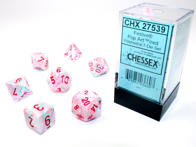 Chessex - Chessex Festive Pop Art/Red 7 Die Set