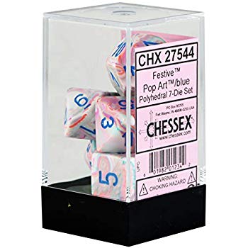 Chessex: Festive Pop-Art/ Blue 7 Die Set