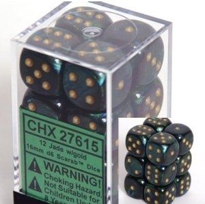 Chessex - Chessex: Scarab Jade/Gold D6 Dice Block