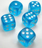 Chessex - Chessex: Frosted Carribean Blue/White 16Mm D6 Dice