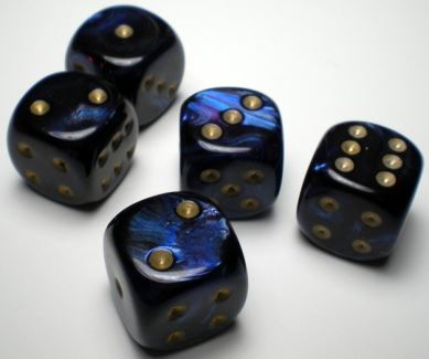 Chessex - Chessex: 12Ct Scarab Royal Blue & Gold 16Mm D6 Dice Block