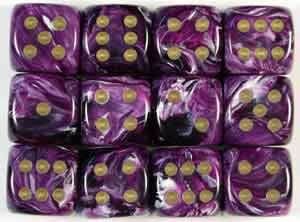 Chessex - Chessex: Vortex Purple/Gold 12Mm D6 Dice