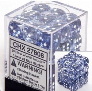 Chessex - Chessex: Nebula Black/White 12Mm D6 Dice