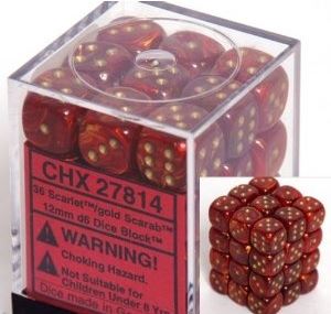 Chessex - Chessex: Scarab Scarlet/Gold 12Mm D6 Dice Block