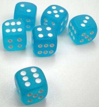 Chessex - Chessex: Frosted Carribean Blue/White D6 Dice