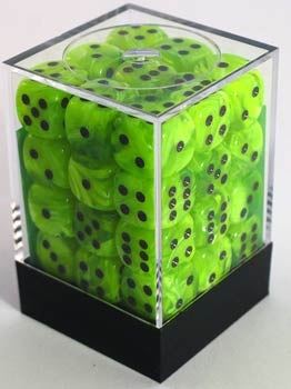 Chessex - Chessex: Vortex Bright Green/Black 12Mm D6 Dice Block