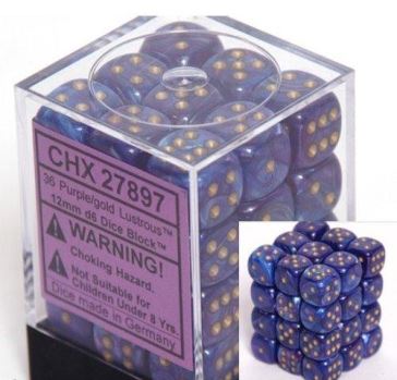 Chessex - Chessex: Lustrous Purple/Gold 12Mm D6 Dice Block