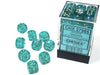 Chessex - Chessex Borealis 12Mm D6 Teal/Gold Luminary Dice Block (36 Dice)