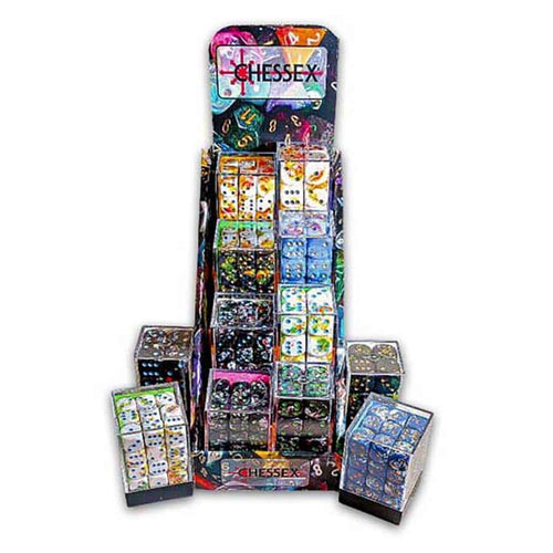 Chessex Mfg Co Llc -  Dice Samplers: Box Of 12 Sets: Brushed Dice D6 (1 Of Each Color Of Both Sizes)
