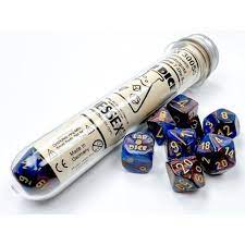 Chessex - Chessex Lab Dice 6 Lustrous Azurite/Gold 7 Die Set With Bonus Die