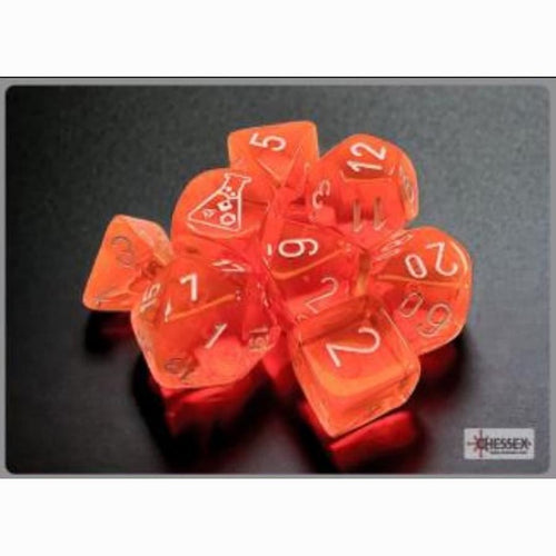 Chessex Mfg Co Llc -  7Ct Lab Dice (Series 7): Translucent Neon Orange With White