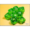 Chessex Mfg Co Llc -  7Ct Lab Dice (Series 7): Translucent Rad Green With White