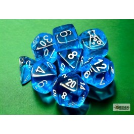 Chessex - Chessex Translucent Tropical Blue/White 7-Die Set With Bonus Die