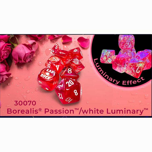 Chessex Mfg Co Llc -  7Ct Lab Dice (Series 9): Borealis Passion With White