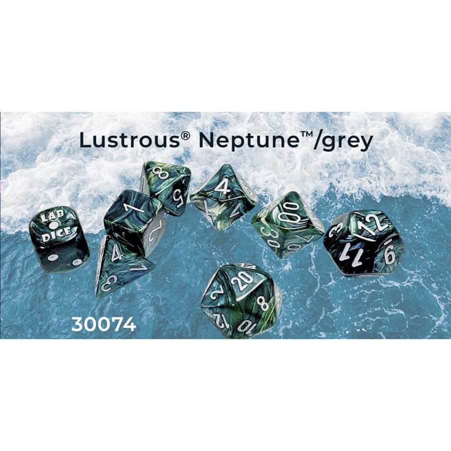 Chessex Mfg Co Llc -  7Ct Lab Dice (Series 9): Lustrous Neptune With Grey