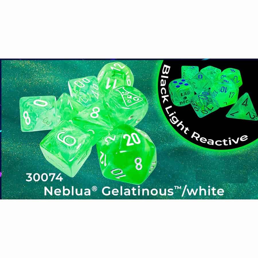 Chessex Mfg Co Llc -  7Ct Lab Dice (Series 9): Nebula Gelatinous With White