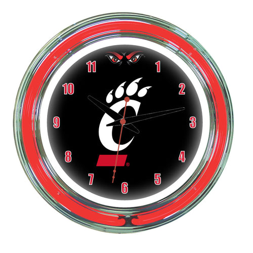 CINCINNATI NEON WALL CLOCK - 14'' BLACK FACE / RED NEON - CINNWC100-14