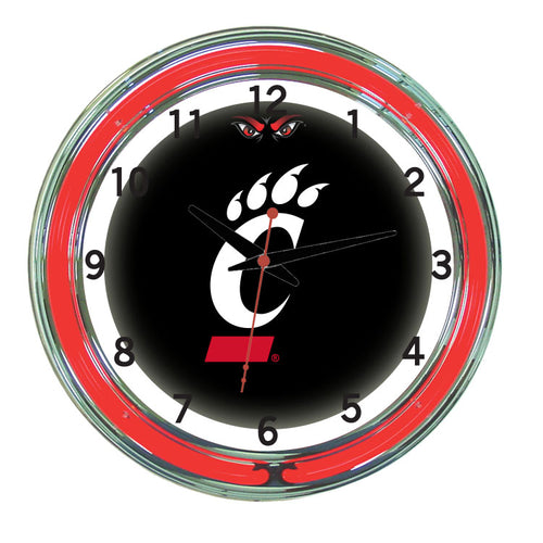 CINCINNATI NEON WALL CLOCK - 18'' BLACK FACE / RED NEON - CINNWC100-18