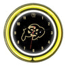COLORADO NEON WALL CLOCK - 14'' BLACK FACE / YELLOW NEON - COLNWC100-14