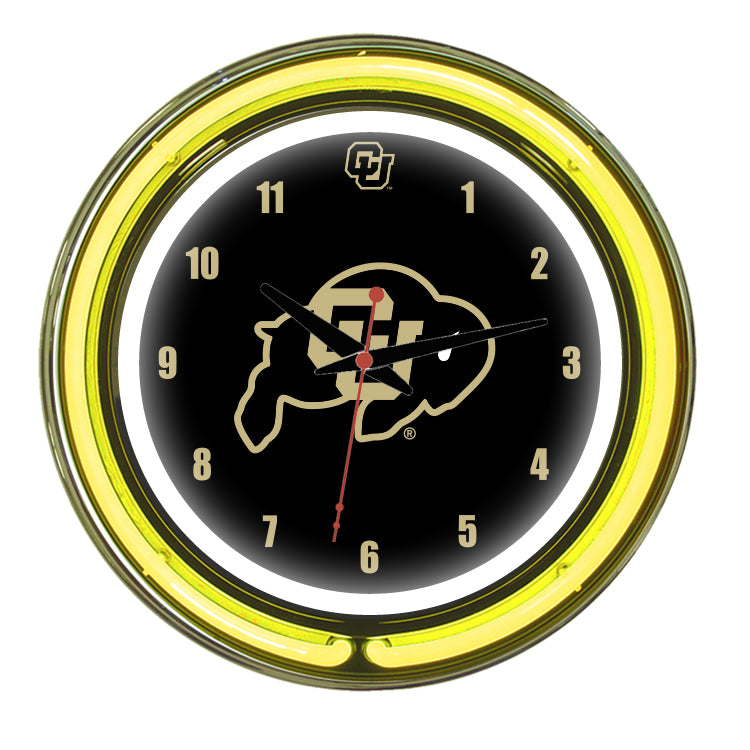 COLORADO NEON WALL CLOCK - 14'' BLACK FACE / YELLOW NEON - COLNWC100-14