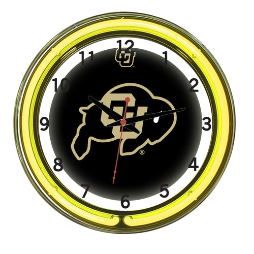 COLORADO NEON WALL CLOCK - 18'' BLACK FACE / YELLOW NEON - COLNWC100-18