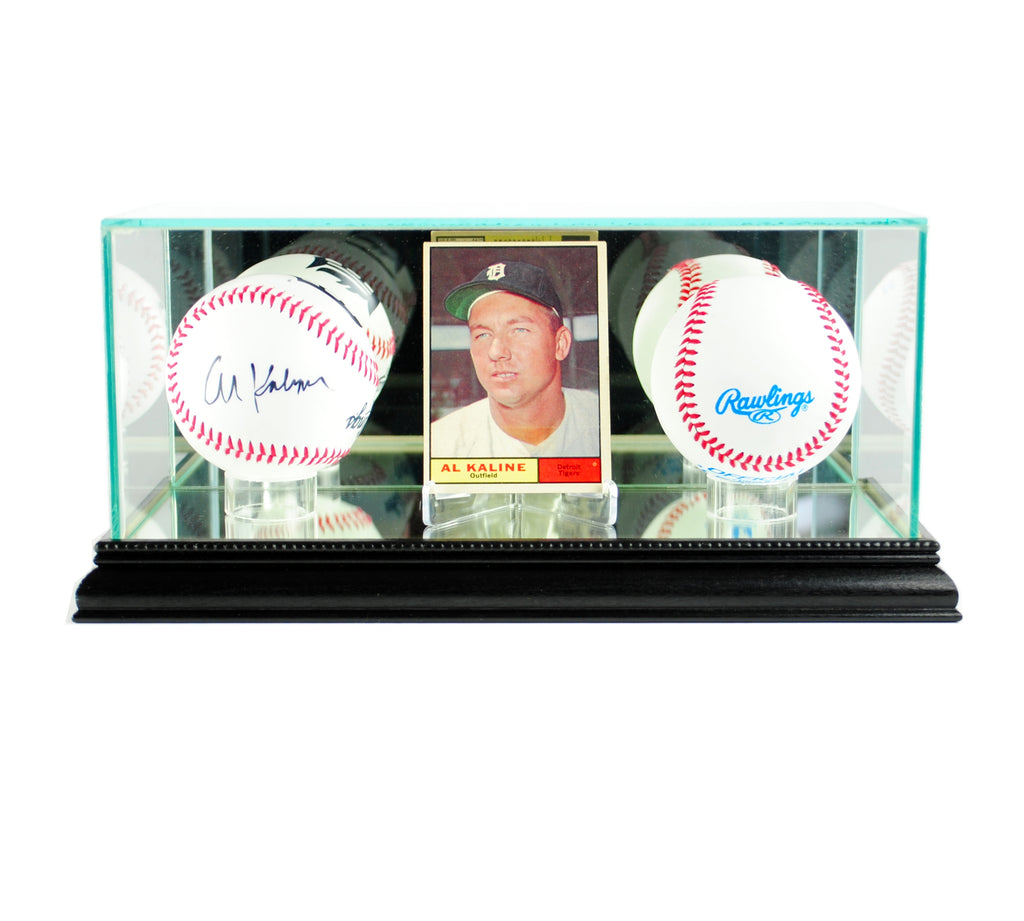 Card and Double Basball Display Case with Black Moulding
