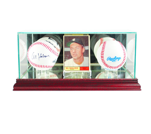 Card and Double Basball Display Case with Cherry Moulding