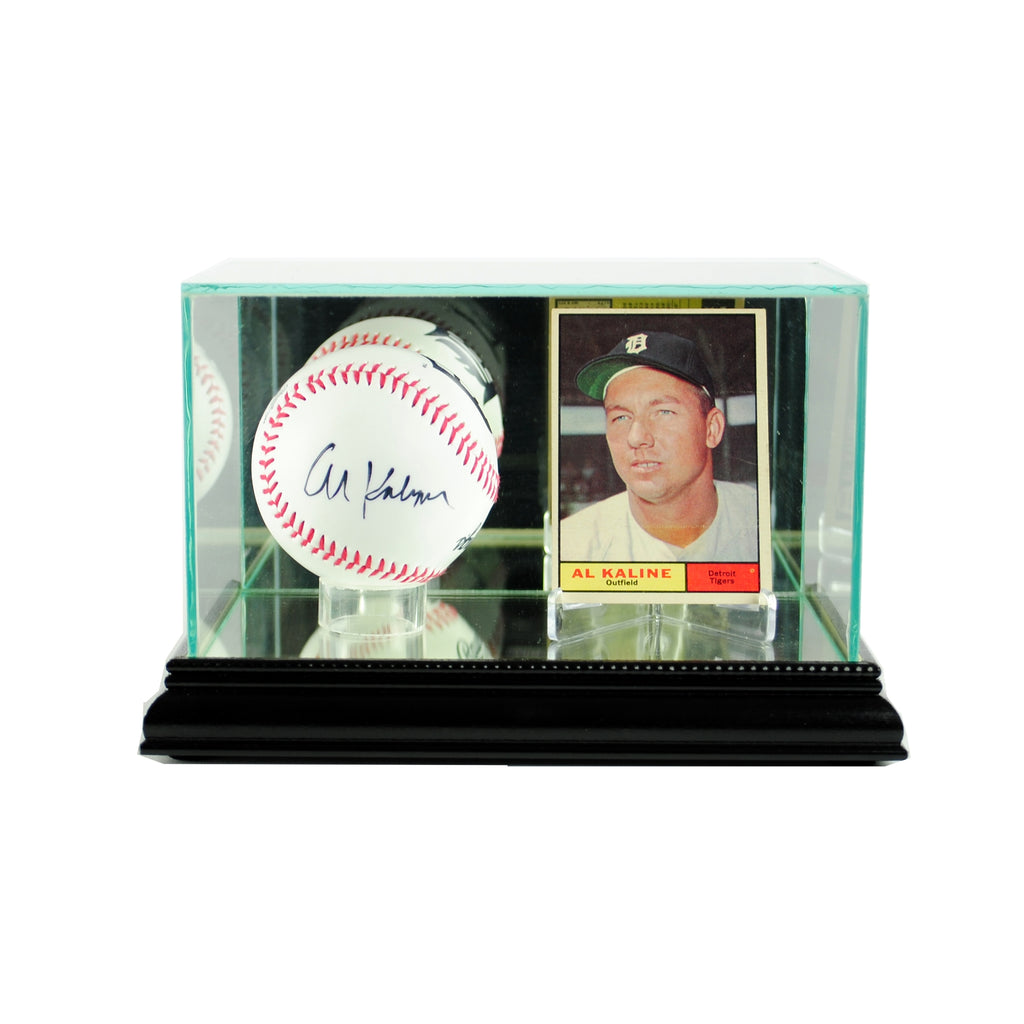 Card and Baseball Display Case with Black Moulding
