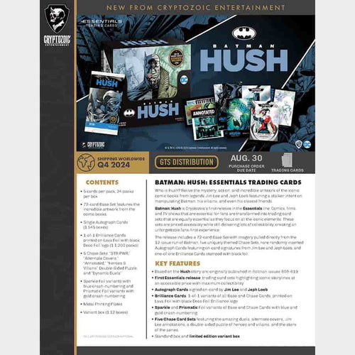 Cryptozoic Entertainment -  Essentials - 2024 Batman Hush Essentials Trading Cards Hobby