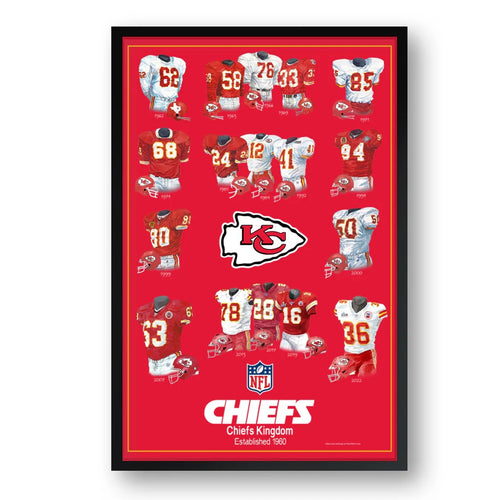 Kansas City Chiefs Framed Print 10x13 Uniform Heritage - Sporticulture