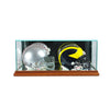 Double Mini Football Helmet Display Case with Walnut Moulding