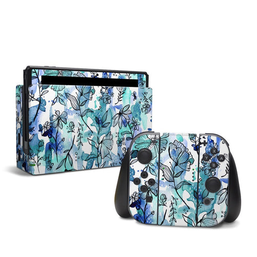 DecalGirl NSW-BLUEINK Nintendo Switch Skin - Blue Ink Floral
