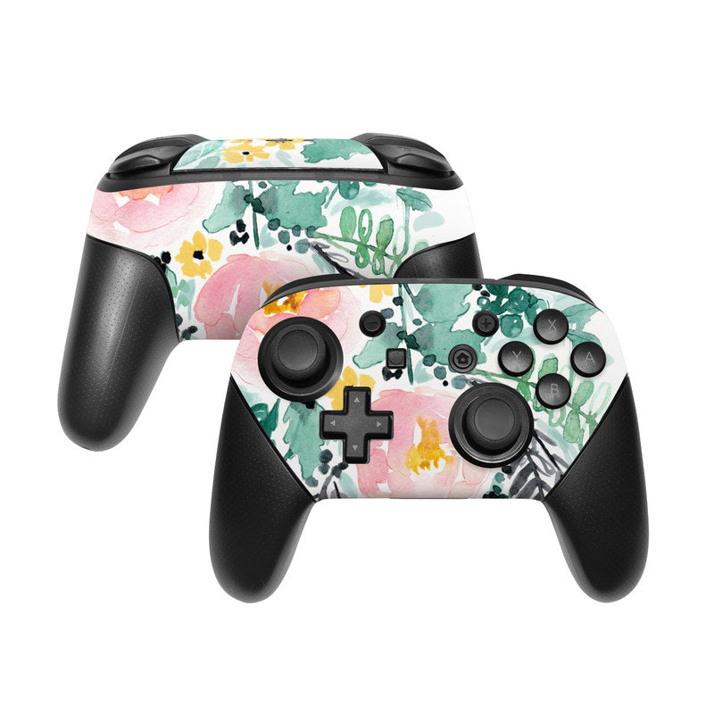 DecalGirl NSWP-BLUSHEDFLOWERS Nintendo Switch Pro Controller Skin - Blushed Flowers