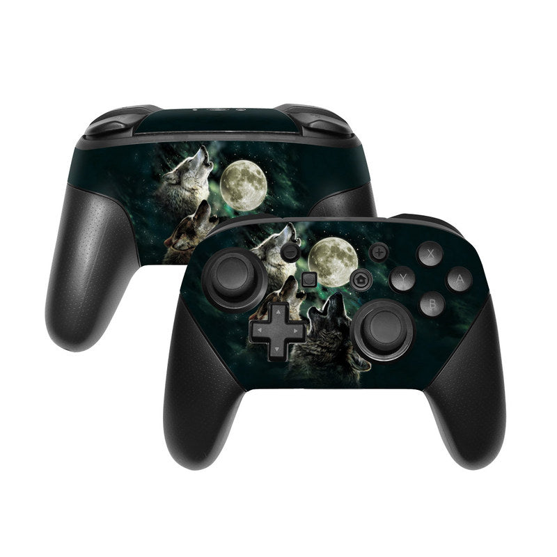 DecalGirl NSWP-TWOLVES Nintendo Switch Pro Controller Skin - Three Wolf Moon