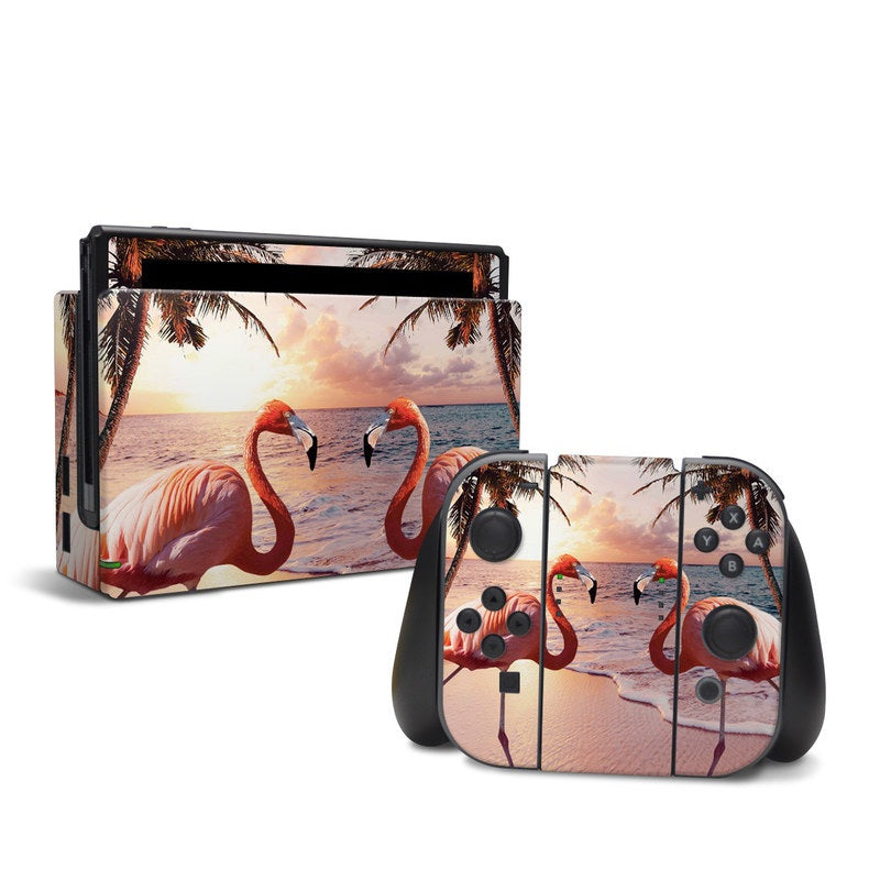 DecalGirl NSW-FLAMINGOPALM Nintendo Switch Skin - Flamingo Palm