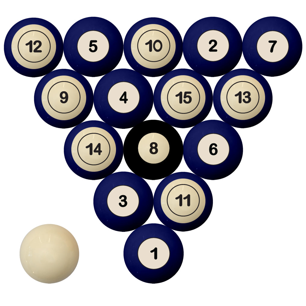 DUKE SCHOOL COLOR NUMBERED BILLIARD BALL SET BLUE SOLID/BLUE STRIPE - DUKBBS100N