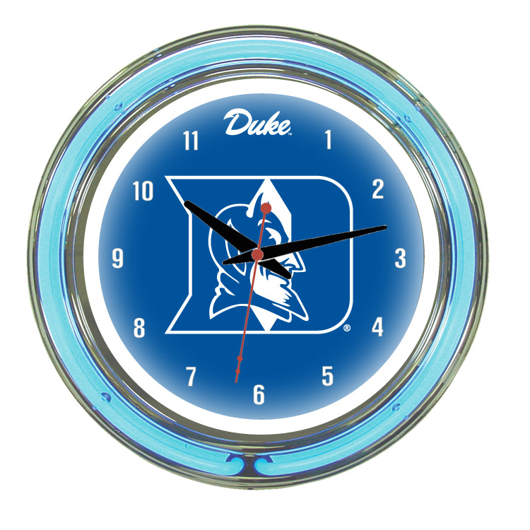 DUKE NEON WALL CLOCK - 14'' BLUE FACE / BLUE NEON - DUKNWC100-14
