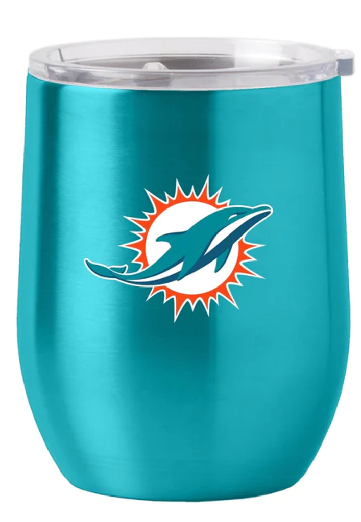 Miami Dolphins Travel Tumbler 16oz Stainless Steel Curved - Logo Brands