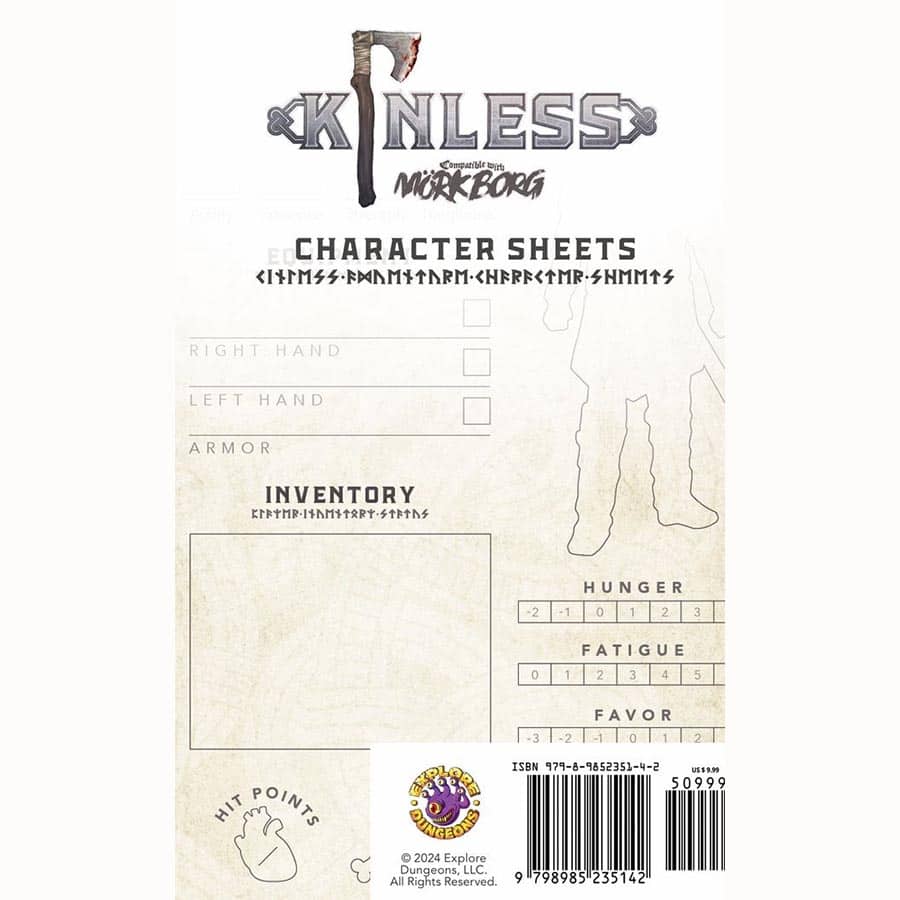 Explore Dungeons -  Kinless Rpg: Character Sheets