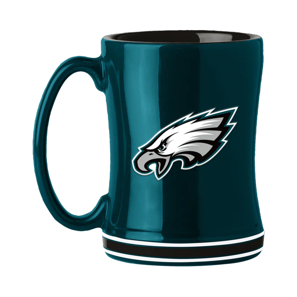 Philadelphia Eagles Coffee Mug 14oz Sculpted Relief Team Color - Logo Brands