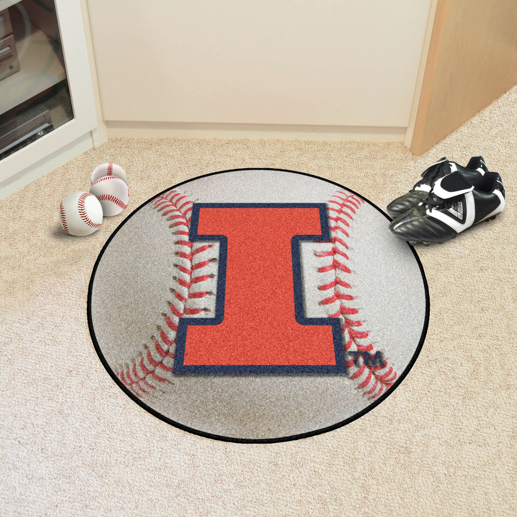 Fanmats - University of Illinois Baseball Mat 27'' diameter