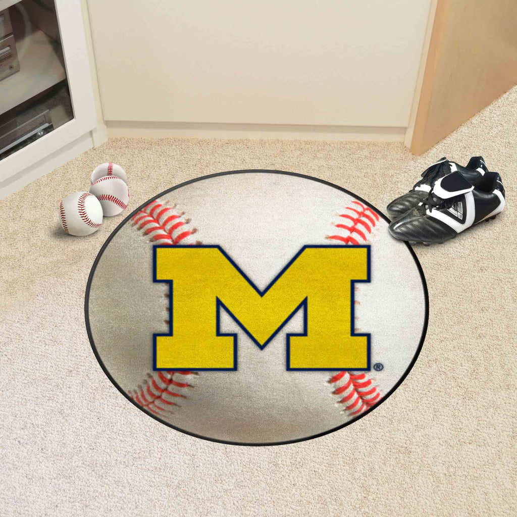 Fanmats - University of Michigan Baseball Mat 27'' diameter