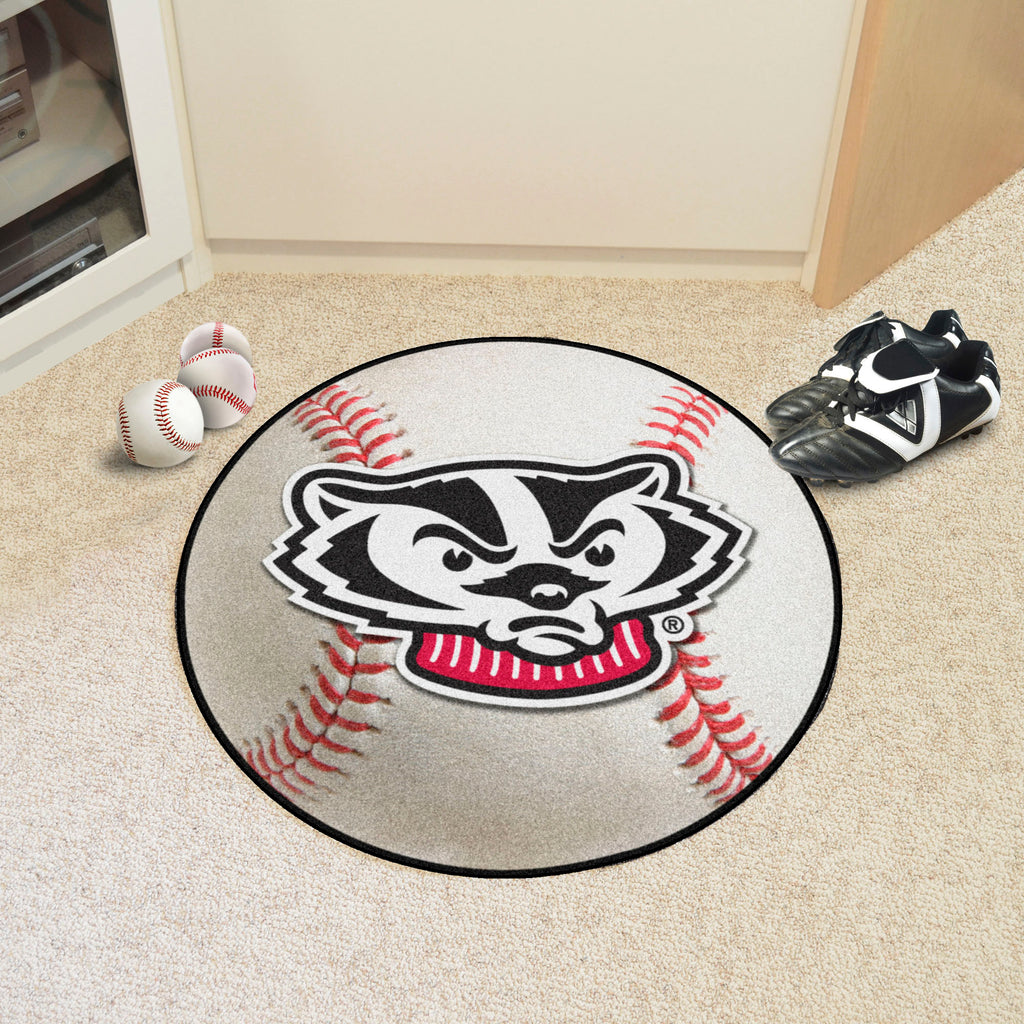 Fanmats - University of Wisconsin Baseball Mat 27'' diameter